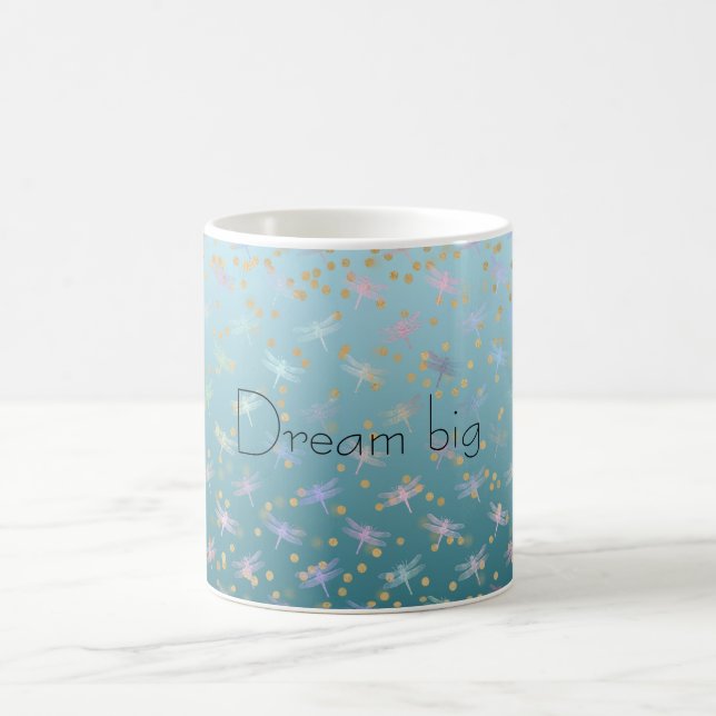 Aqua Guld Confetti Dreamy Dragonflies Kaffemugg (Center)