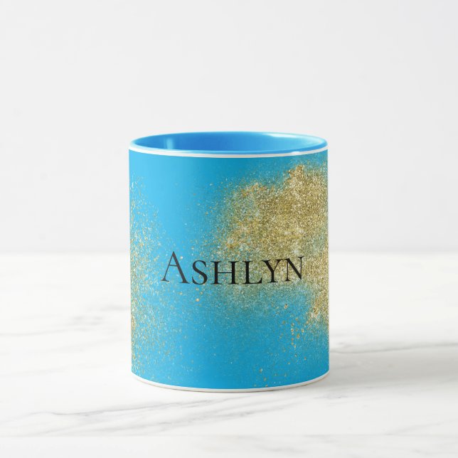 Aqua Guld Glitzy Glitter Mugg (Center)