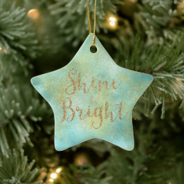 Aqua Guld Gnistra Glitter Shine Bright  Julgransprydnad Keramik