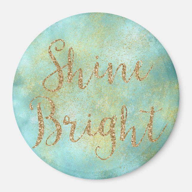 Aqua Guld Gnistra Glitter Shine Bright Magnet (Framsidan)