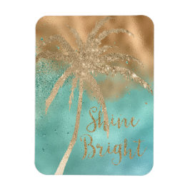 Aqua Guld Handflatan Träd Shine Bright Glitter Magnet