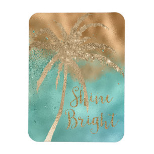Aqua Guld Handflatan Träd Shine Bright Glitter Magnet