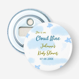 Aqua guld hon är på moln nio baby shower moln flasköppnare
