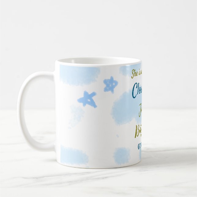 Aqua guld hon är på moln nio baby shower moln  kaffemugg (Vänster)
