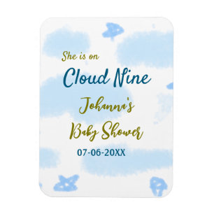Aqua guld hon är på moln nio baby shower moln magnet