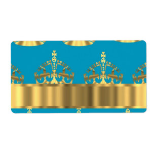 Aqua & guld krona mönster fraktsedel