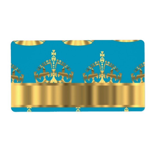 Aqua & guld krona mönster fraktsedel (Framsidan)