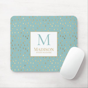 Aqua Guld Regndrop Modern Trendig Monogram Musmatta