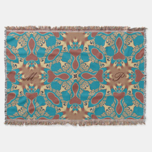 Aqua Guld-stammen Geometric woven Throw Blanket Filt