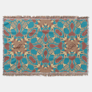 Aqua Guld-stammen Geometric woven Throw Blanket Filt