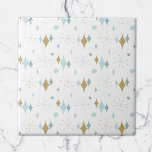 Aqua, Guld Starburst Mid Century Mönster Kakelplatta<br><div class="desc">Abstraktens återdesign kombinerar starten i mitten av århundradet och moderna former och återspeglar vintagens visioner. Perfekt för människor som kärlek retro och vintage estetiskt.</div>