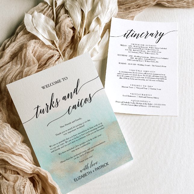 Aqua Guld Turks Caicos Välkommen Brev (Aqua Gold Turks Caicos Welcome Letter Itinerary)