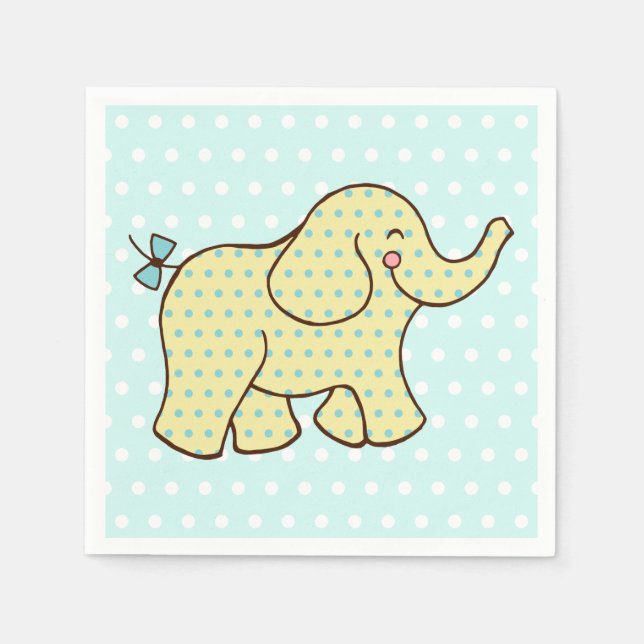 Aqua Gult Elephant Napkins Pappersservett (Framsidan)