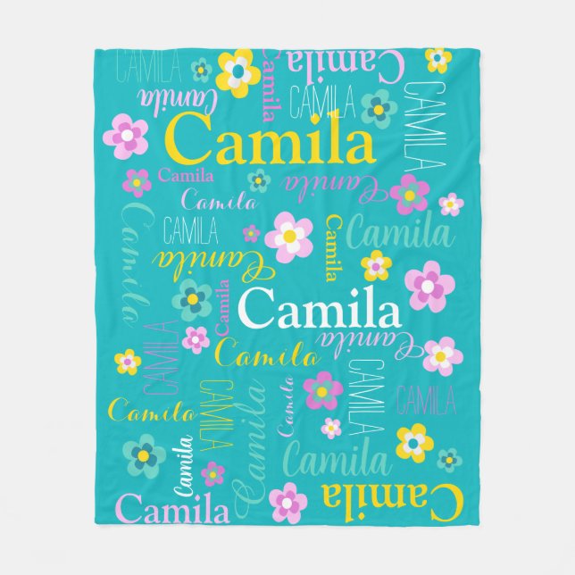 Aqua gult-flickor namn Camila-filtar Fleecefilt (Framsidan)