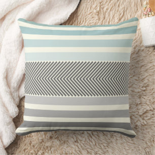 Aqua Gult Grått Reversible Arrow Herringbone Kudde