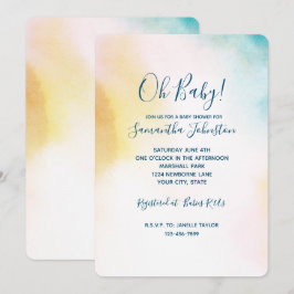 Aqua Gult Guld Tie Dye Ombre Inbjudningar