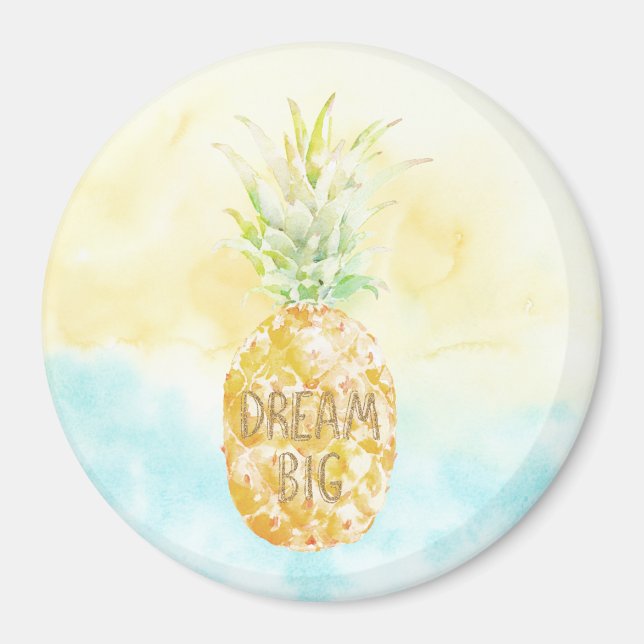 Aqua Gult Pineapple Guld Dream Magnet (Framsidan)