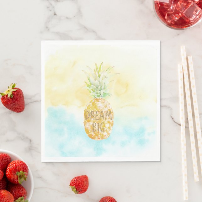 Aqua Gult Pineapple Guld Dream Pappersservett (Insitu)