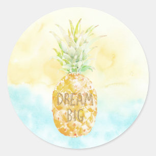 Aqua Gult Pineapple Guld Dream Runt Klistermärke