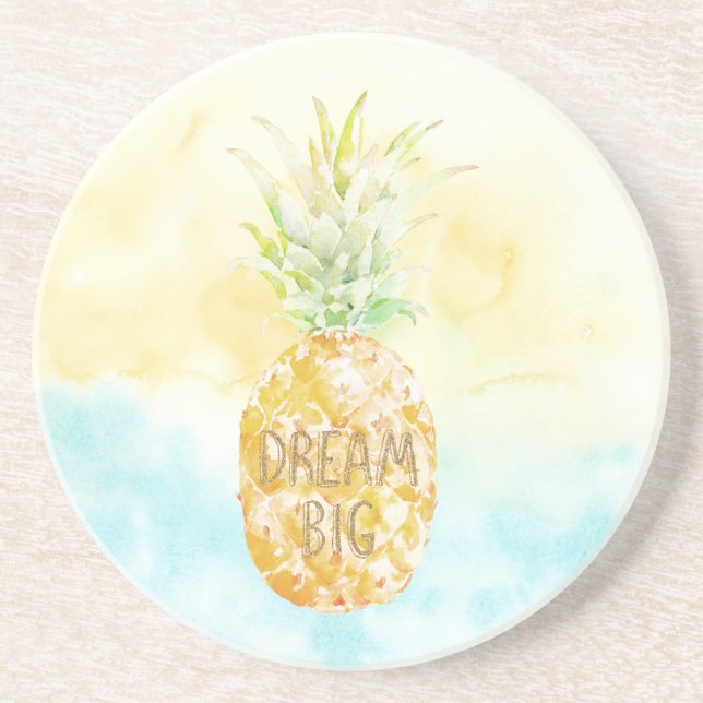 Aqua Gult Pineapple Guld Dream Underlägg (Framsidan)