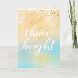 Aqua Gult Tie dye Stars Shine Bright Helgkort
