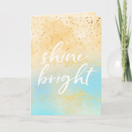 Aqua Gult Tie dye Stars Shine Bright Helgkort