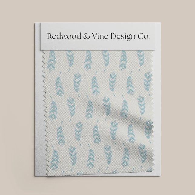 Aqua Hand målade Feather Mönster Tyg (Skapare uppladdad)