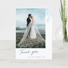 Aqua Handflatan Lämnar Tropical Beach Wedding Tack Kort