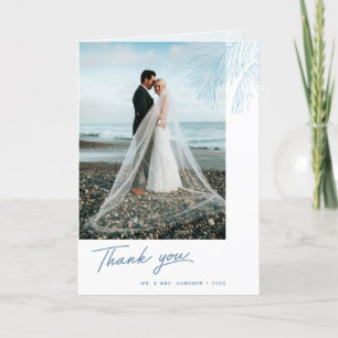 Aqua Handflatan Lämnar Tropical Beach Wedding Tack Kort