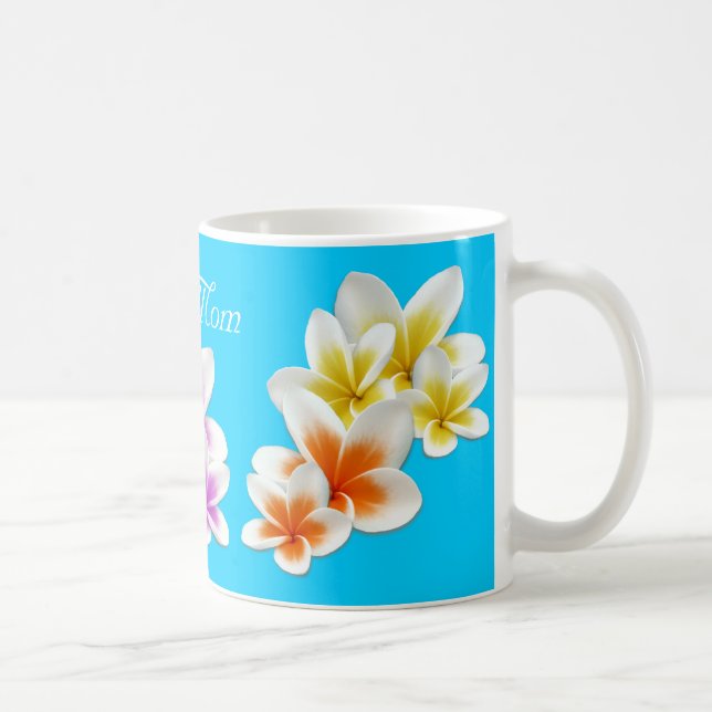 Aqua Hawaiian Flowers Mamma Anpassningsbar Coffee  Kaffemugg (Höger)