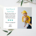 Aqua Hearts kommer att bli mina gudföräldrar med P Inbjudningar<br><div class="desc">Be de speciella människorna i ditt liv att vara ditt barns gudföräldrar med den här personligen frieri gudföräldrar kort. Anpassa det här snygga kortet med ett foto av ditt barn och deras namn.</div>