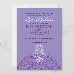 Aqua HEMSA GUDS HAND Bat Mitzvah-inbjudan Inbjudningar