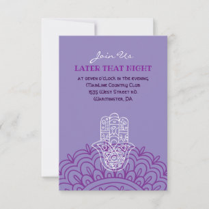 Aqua HEMSA HAND AV GOD Bat mitzvah Party Card Inbjudningar