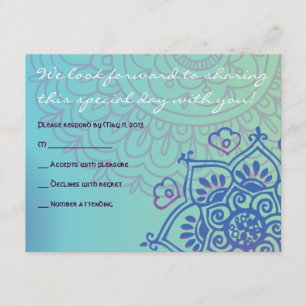 Aqua HEMSA HAND of GOD Bat mitzvah Reply Card OSA Kort