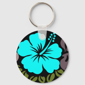 Aqua Hibiscus och Löv Nyckelring