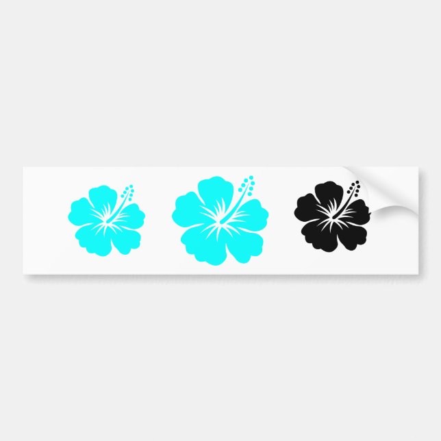 Aqua hibiskus blommönster bildekal (Framsidan)