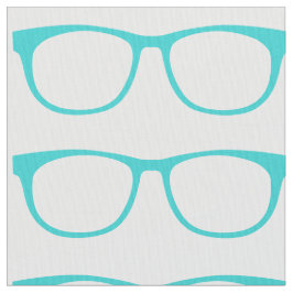 Aqua Hipster Geek Glasses Fabric Tyg