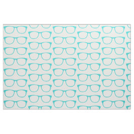 Aqua Hipster Geek Glasses Fabric Tyg