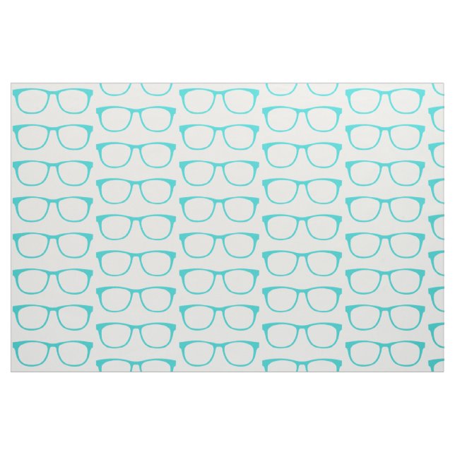 Aqua Hipster Geek Glasses Fabric Tyg (Fat Quarter)