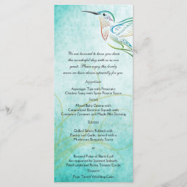 Aqua Hummingbird Watercolor Bröllop Menu Meny