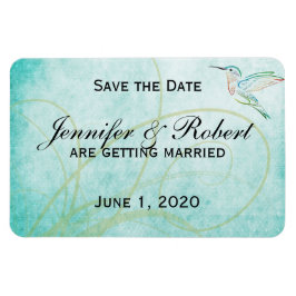 Aqua Hummingbird Watercolor Spara datumet Magnet