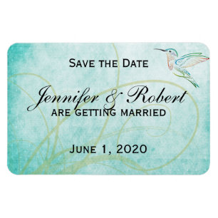 Aqua Hummingbird Watercolor Spara datumet Magnet