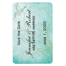 Aqua Hummingbird Watercolor Spara datumet Magnet