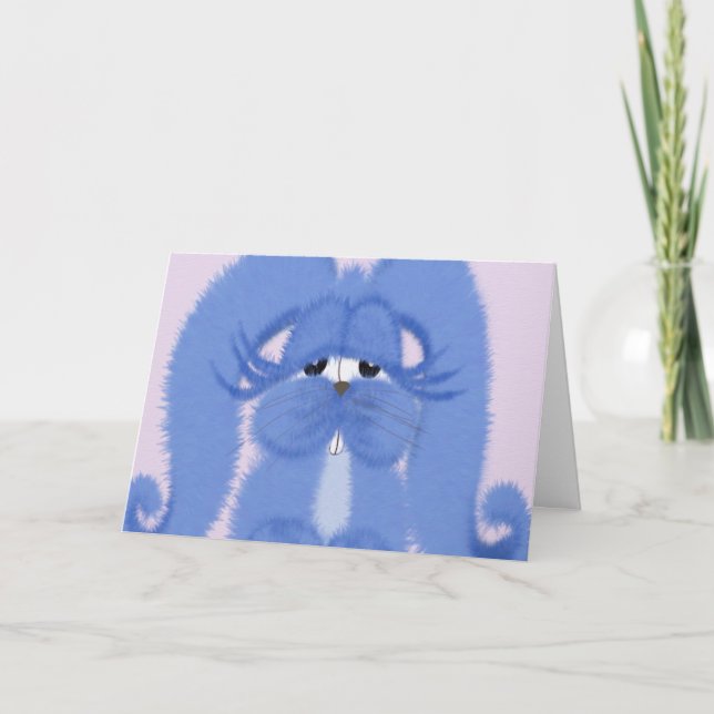 Aqua i bunny med sömnig ögon Påsk-kort Helgkort (Framsida)