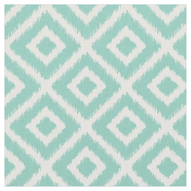 Aqua Ikat Diamonds Tyg (Närbild)