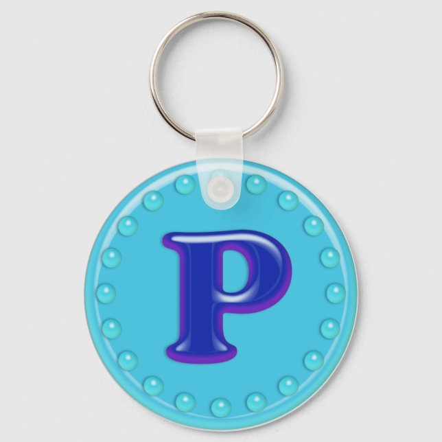 Aqua Initial P Nyckelring (Framsida)