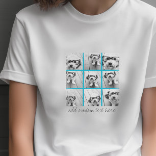 Aqua Instagram-fotocollage med 9 fyrkantiga bilder T Shirt