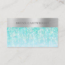 Aqua Iridescent Gnistra Bokeh med Brushed Silver