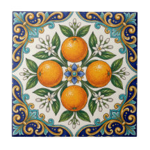 Aqua italiensk majolikakeramik apelsin citrusdesig