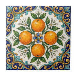 Aqua italiensk majolikakeramik apelsin citrusdesig kakelplatta